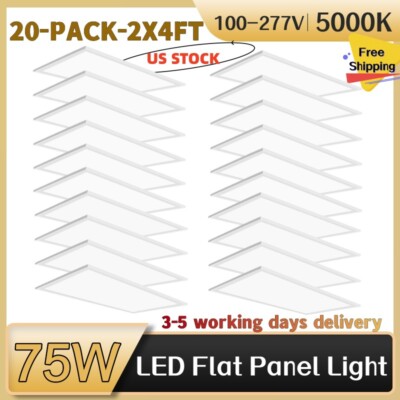 LED Ceiling Panel, 2x4 FT, 75W, Dimmable 0-10V, 7800 LM, 5000K Daylight,100-277V