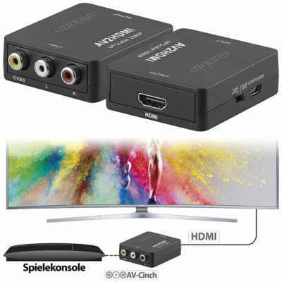 auvisio Adapter AV-Cinch auf HDMI, Upscale bis Full HD 1080p, 60 Bilder/Sek.