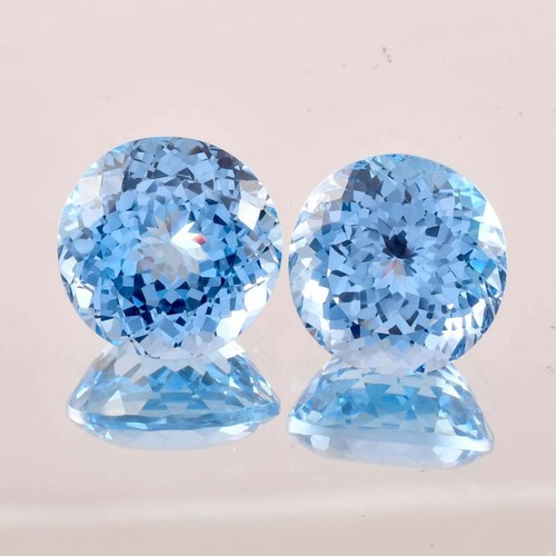 1 Pair 8x8 MM Natural Blueish AQUAMARINE Round Cut Loose Gemstone GIT Certified - Picture 6 of 6