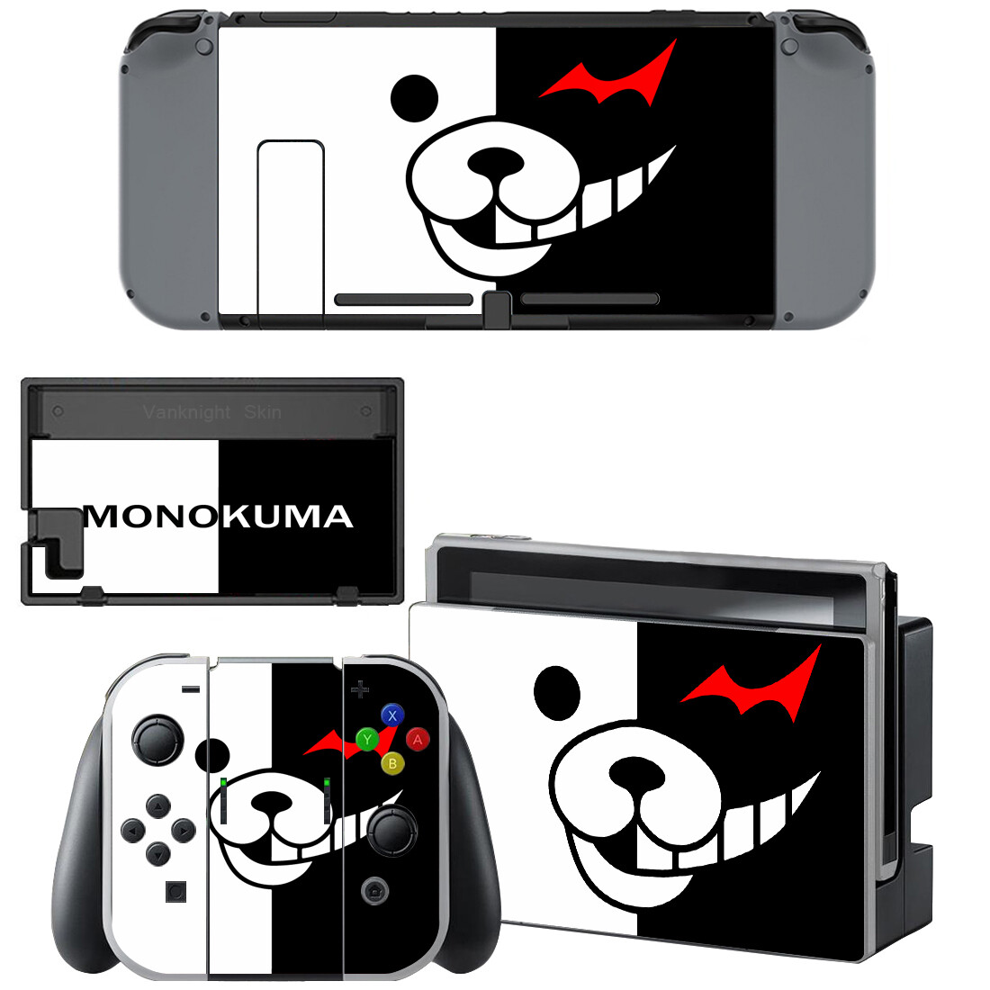 Anime Danganronpa Monokuma Cute Bear Skin Stickers Nintendo Switch Joy-Con Dock