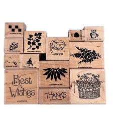 Stampin' Up Wood Mounted Rubber Stamps Lot Of 13 Assorted Styles