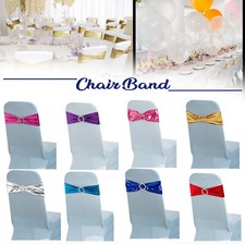 Shiny Stretch Chair cover Band with Buckle Slider Sashes Bow Wedding Decor