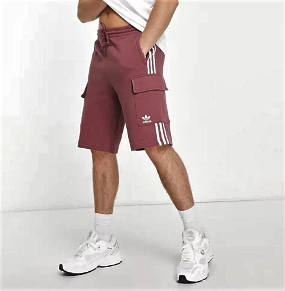 NEW MENS ADIDAS ORIGINALS 3 STRIPES CARGO TREFOIL SHORTS ~ 2XL ~ HC1907 CRIMSON