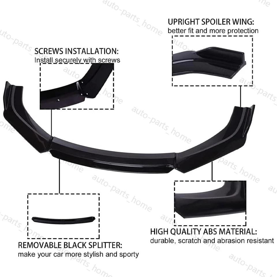 For Ford 2014-2021 Transit Connect Front Bumper Lip Splitter Spoiler Gloss Black - Image 2 of 4