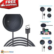 USB Microphone with Mute Function 360 Sound for Online Meetings - Plug Play