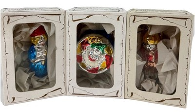 Inge Glas Collection 3 Ornaments Blown Glass Christmas Tree West Germany Vintage