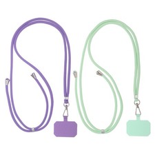 2Pcs Smart Phone Lanyards Universal Lanyard with Phone Patch, Pale Green Purple