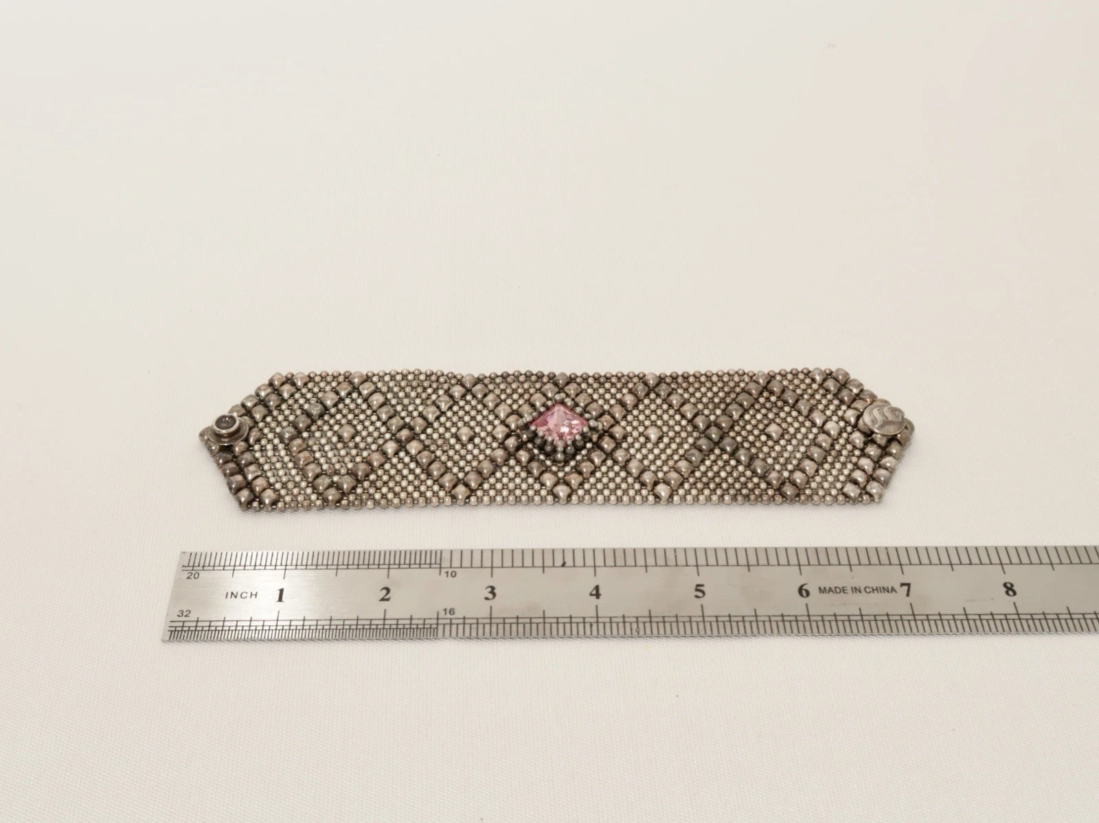 SERGIO GUTIERREZ Liquid Metal Vintage Pink Swarovski Mesh Bracelet Jewelry Br34
