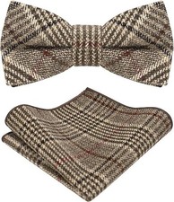 Wool Pre-tied Bow Tie and Pocket Square Set for Men Formal Wedding Party Gift