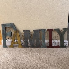 Decorative FAMILY Wall Sign Colorful Letters Home Decor Hanging Plaque