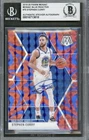Stephen Curry Signed 2019-20 Mosaic Prizm Reactive Blue Card 70 Warriors Beckett