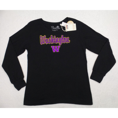 Washington University Huskies Shirt Womens Size XL Black Pressbox Alumni