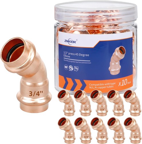 3/4 Inch Press Copper Fittings 45 Degree Elbow for Copper Tube Connection