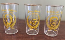 Vintage Set Of 3 Libby Presidential Glasses Series Taft, Fillmore, Adams