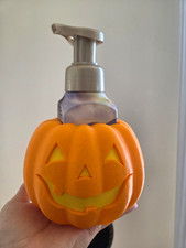 Jack-o'-Lantern Halloween Soap Dispenser, Refillable Plastic Pump, Orange