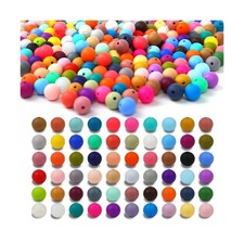 300pcs Silicone Beads for Keychain Making Kit - 60 Colors Focal Beads, Mixed ...