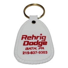 Vintage Rehrig Dodge Auto Dealership Keychain Key Fob Bath Pennsylvania