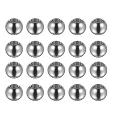 40pcs Beads 8mm Stainless Steel 3.5mm Hole Dia Bead for DIY Crafts, Silver Tone