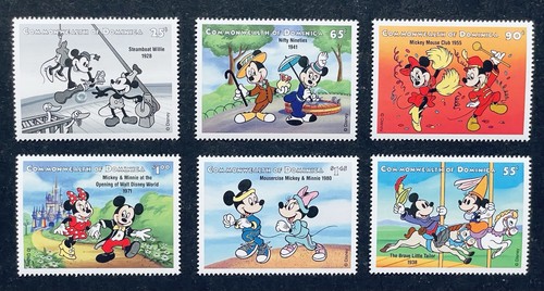 DOMINICA MICKEY & MINNIE MOUSE 70TH ANNIVERSARY WALT DISNEY STAMPS SET 1998 MNH