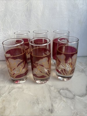 6 Vintage Decover  Shot Cordial Liqueur Calla Lily Glasses Italy 3.5 