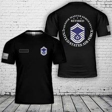 Custom Name US Air Force Senior Master Sergeant Retired T-Shirt 3D