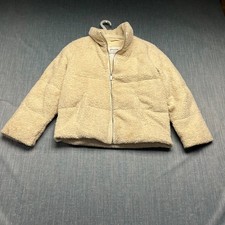 Abercrombie Kids Unisex Puffer Jacket Size 9/10 Beige Fleece Warm Winter Sherpa