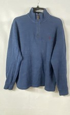 Polo Ralph Lauren Men's Blue 1/4 Zip Mock Neck Cotton Knit Sweater Size M