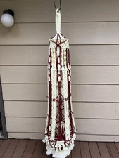 Vintage Macrame Hanging Table Plant Hanger Retro Boho No Glass mushroom bead 64”