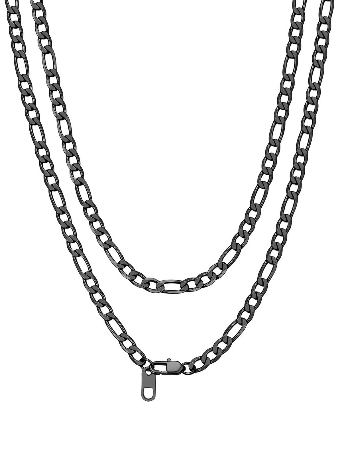 Collier homme maille Figaro 50cm chaîne noire look streetwear chic soirée