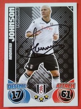 Hand Signed Andrew Johnson of Fulham on a Match Attax 2010 /11 on a card