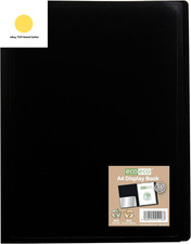 A4 100% Recycled 100 Pocket Black Flexible Cover Portfolio Book Folder