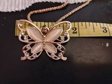 Necklace Fashion Jewelry ,Butterfly Pendant Rhinestones,Crystals,Gold color.01