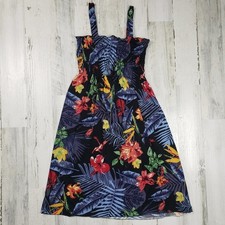 NWT Ace Fashions Black Tropical Floral Smocked Sundress Women’s Size Small