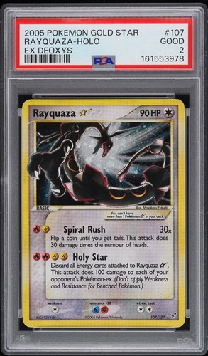 PSA 2 Pokemion TCG 2005 Deoxys Rayqauza #107/107 GOLD STAR No Reserve!