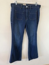 Pilcro Women's Denim Jeans Dark Blue Flare, Stretch, Size 30