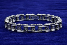 Massives 925 Sterling Silber 9mm Motorrad Kette Armband 8&rdquo; 47g schwer Herren ...