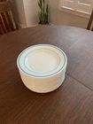 Set of 12 Pyrex By Corning USA Teal/Aqua Stripe 9" Dinner Plate