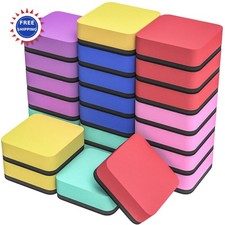 Dry Erase Erasers 24 Pack 2 Inch Magnetic Whiteboard Pads MaxGear Classroom