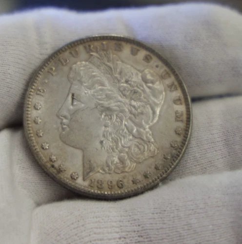 1896 US Morgan Silver Dollar $1 AU (Nice Toning)