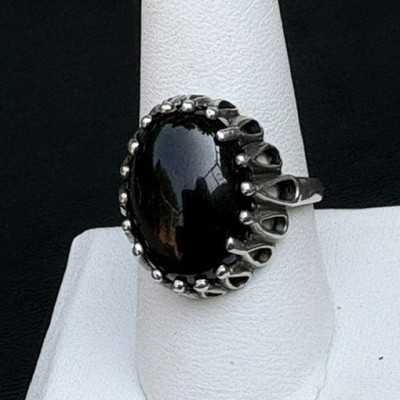 Vintage Kabana 925 Sterling Silver  And Onyx Ring Size  9 SKY