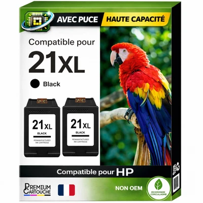 Pack 2 Cartouches compatible pour HP 21XL C9351AE Noir 22ml - Photo 1/4