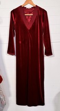 Oscar de la Renta pink label Red V neck zip up house coat dress robe medium