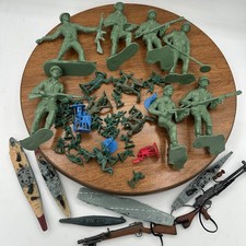 Lot Of Vintage Military Tim-Mee Green Army Plastic Figures Misc Jumbo Mini