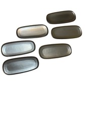 Alessi For Delta Set of 6 Black Ceramic Modern Asian Butter Dish Tray Sushi NEW