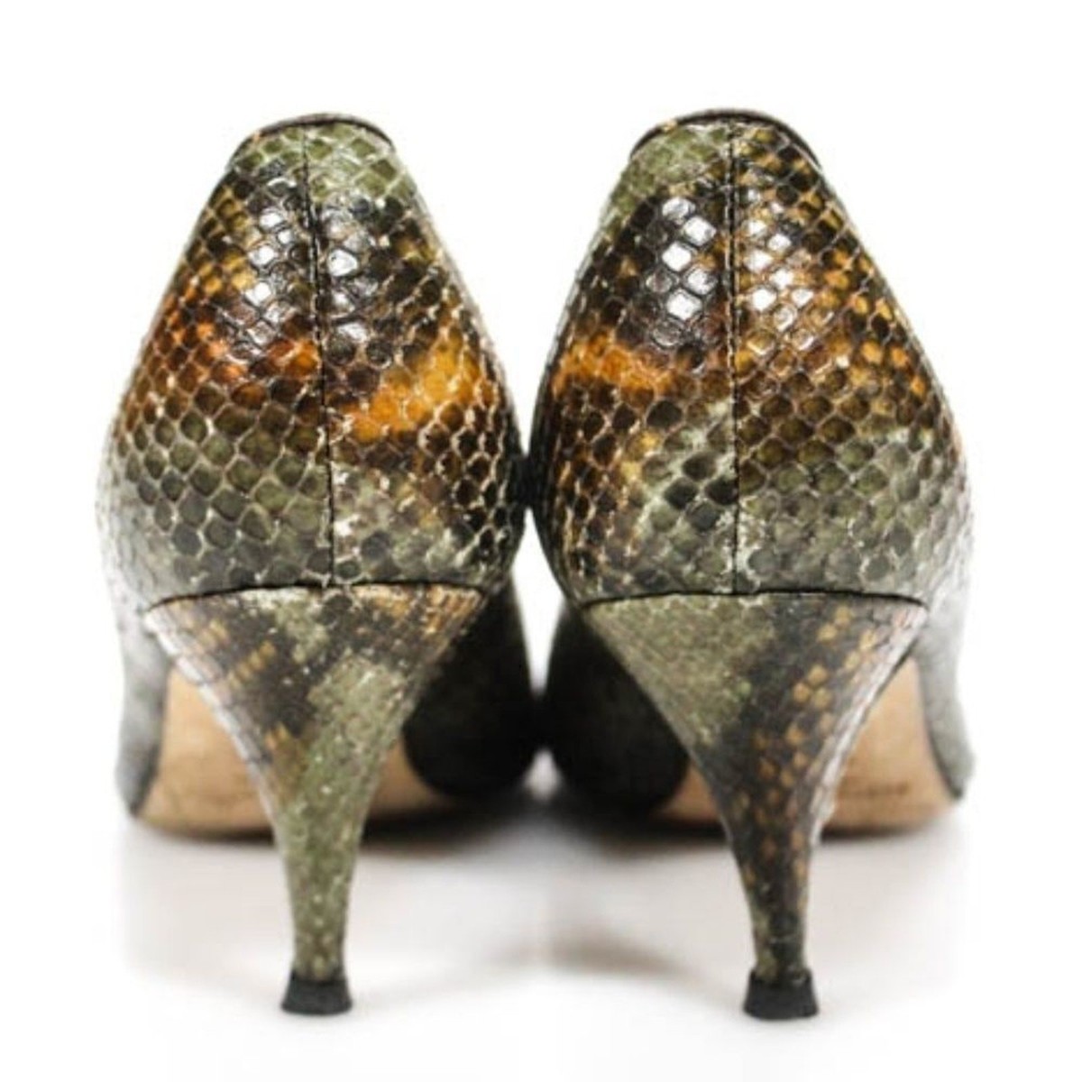 Bettye Muller Green Leather Snake Pumps 36 US 6 View 4