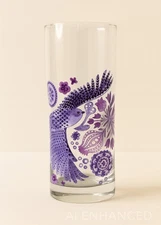 Juice Glass Anthropologie Nordic Sunrise Purple Owl Woodland Tall Tumbler
