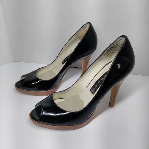 Steven by Steve Madden Lola schwarzer zehenfreier Lackleder-Pump Größe 7 - Bild 4 von 11