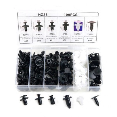 100 PCS Car Body Plastic Auto Fasteners Push Trims Clips Pin Rivet Bumper Kits
