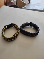  2 PARACORD Sport Fashion Bracelets with Snap Clasp yellow black purple black