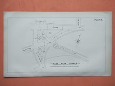 1898 Antik Map Of Hyde Park Corner. Grosvenor / Duke Of Gummistiefel Pl - London